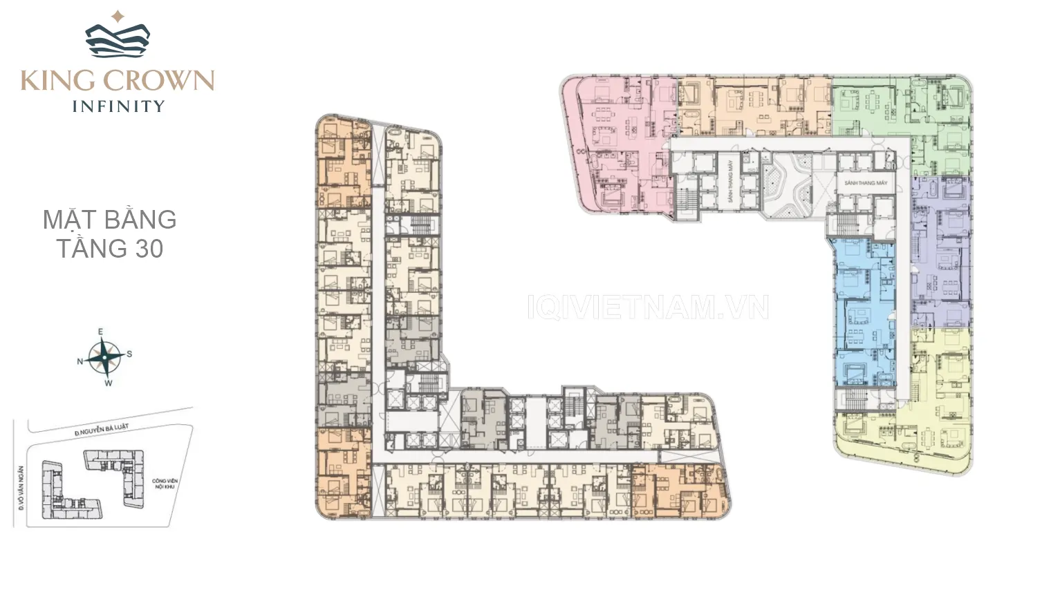 Mặt bằng (layout) căn hộ tầng 30 dự án King Crown Infinity