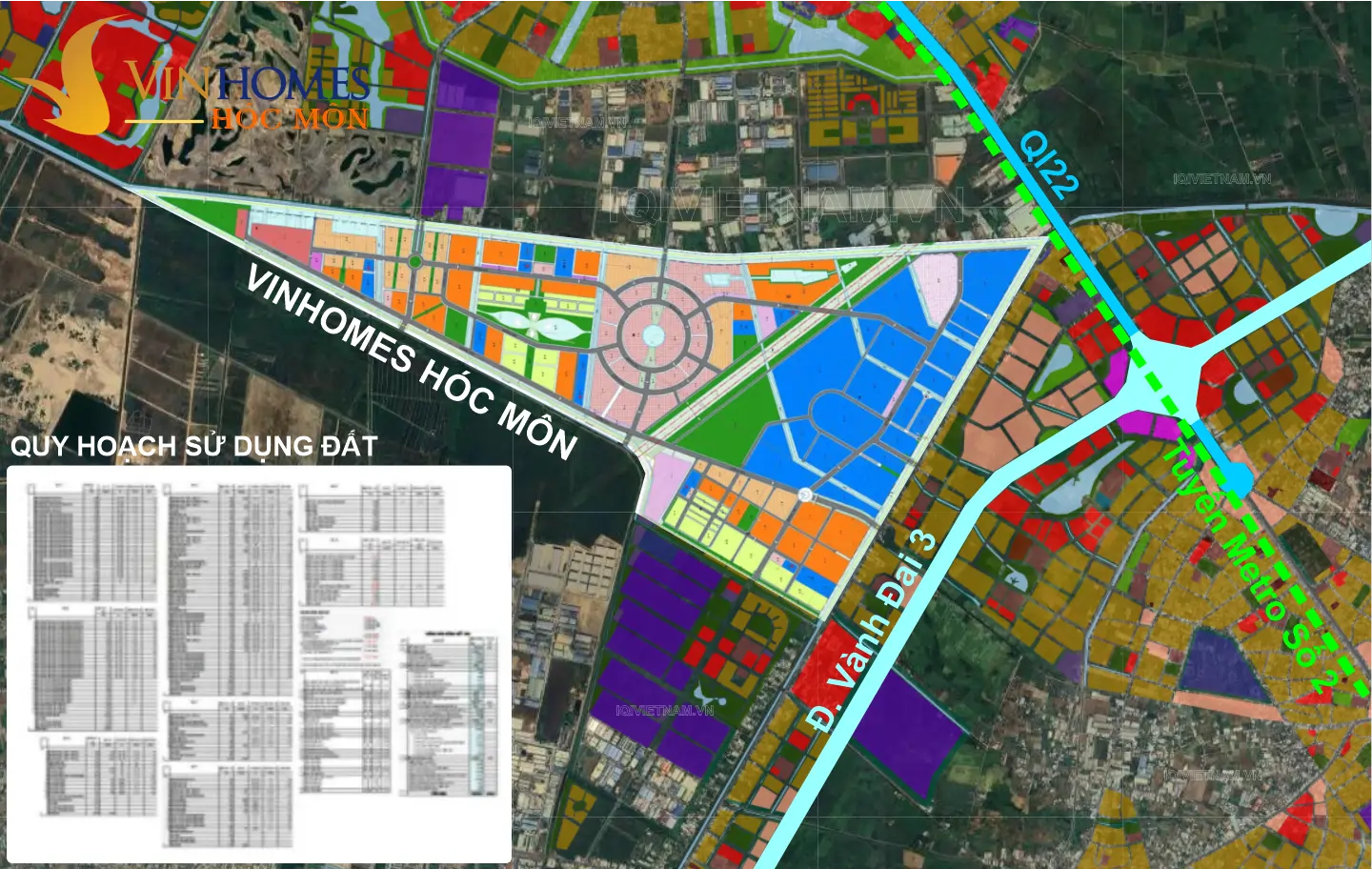 quy hoạch sử dụng đất vinhomes hóc môn