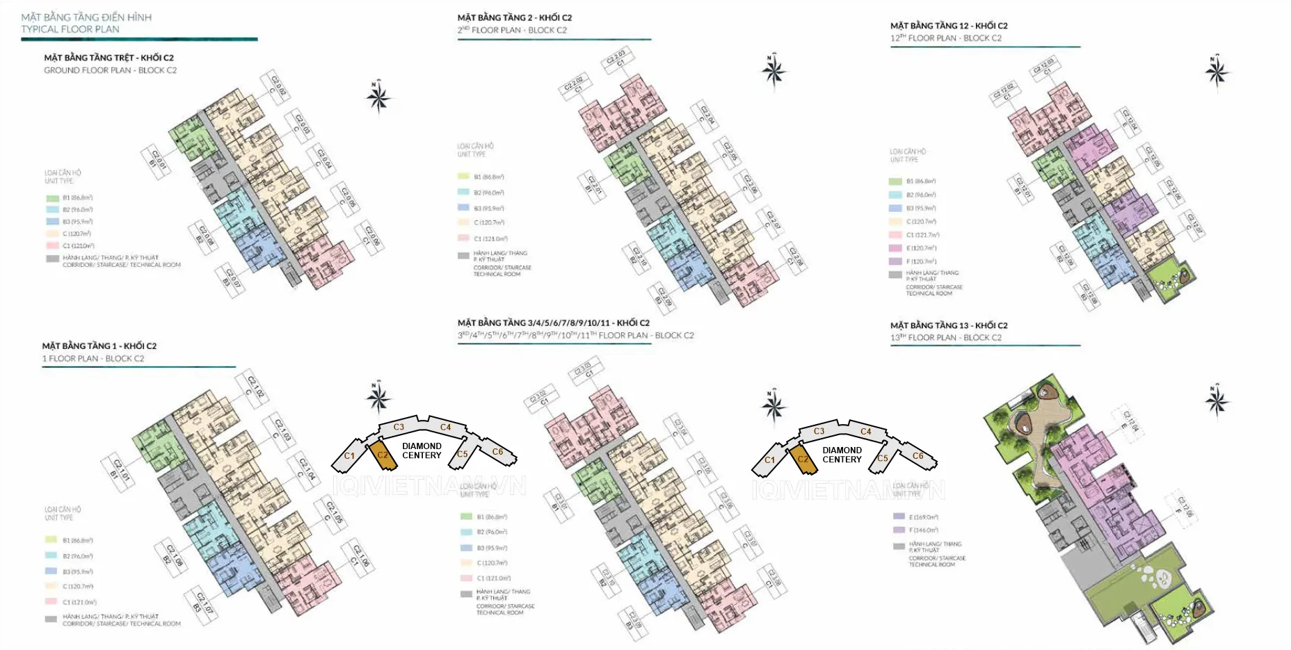 Dự Án Căn Hộ Diamond Centery - Celadon City mặt bằng (layout) tháp C2 căn hộ diamond centery - Celadon City