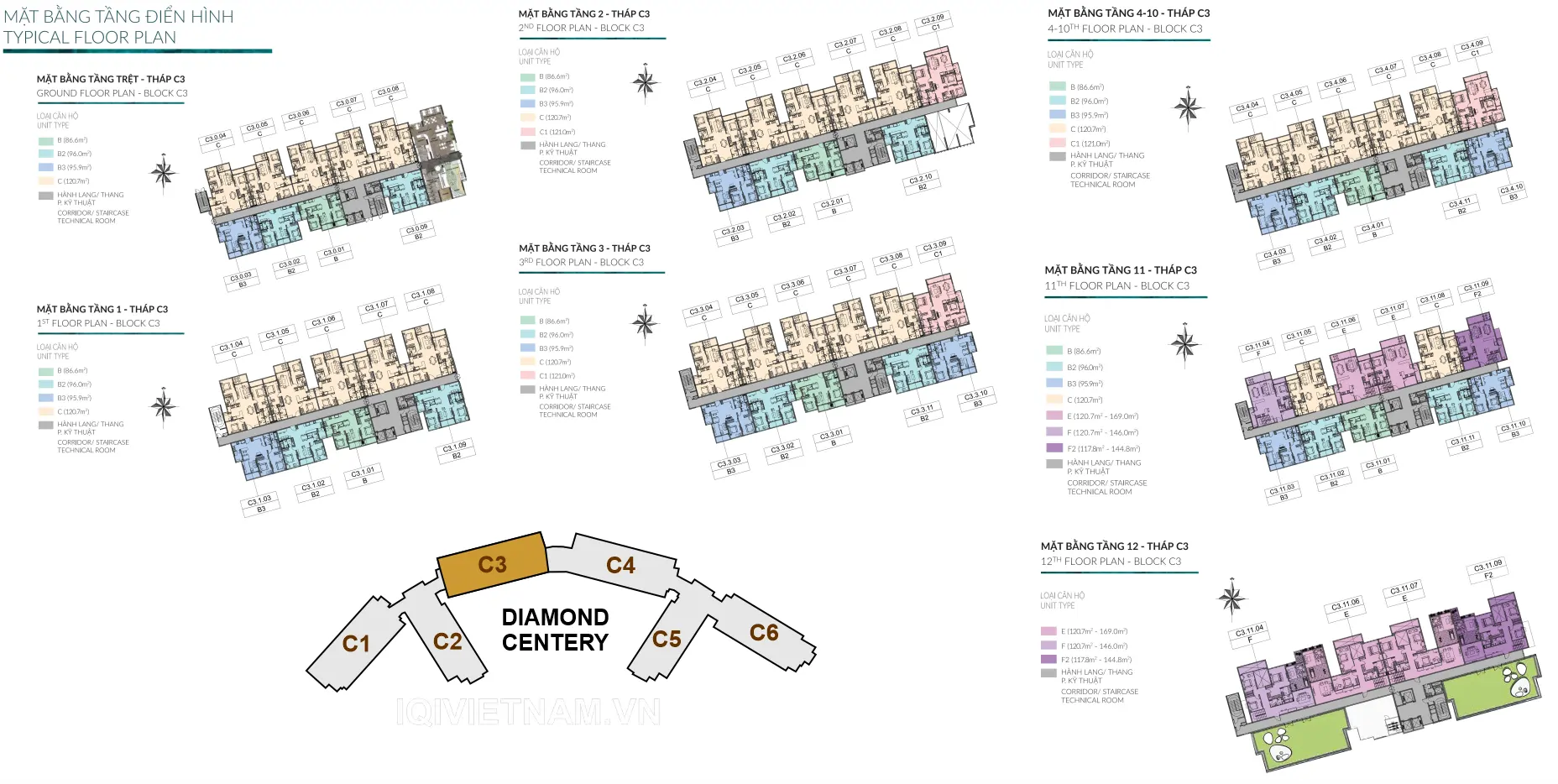 Dự Án Căn Hộ Diamond Centery - Celadon City mặt bằng (layout) tháp C3 căn hộ diamond centery - Celadon City